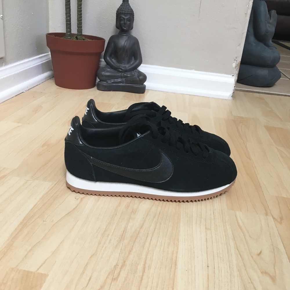 Black suede Nike Cortez